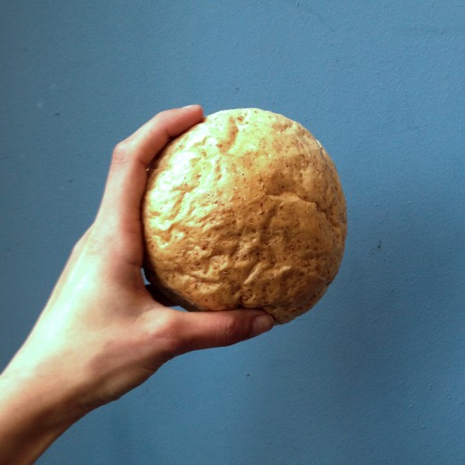 Close-up van Bakkerswerkplaats bolletje bruin