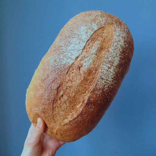 Close-up van Bakkerswerkplaats Volkorenbrood